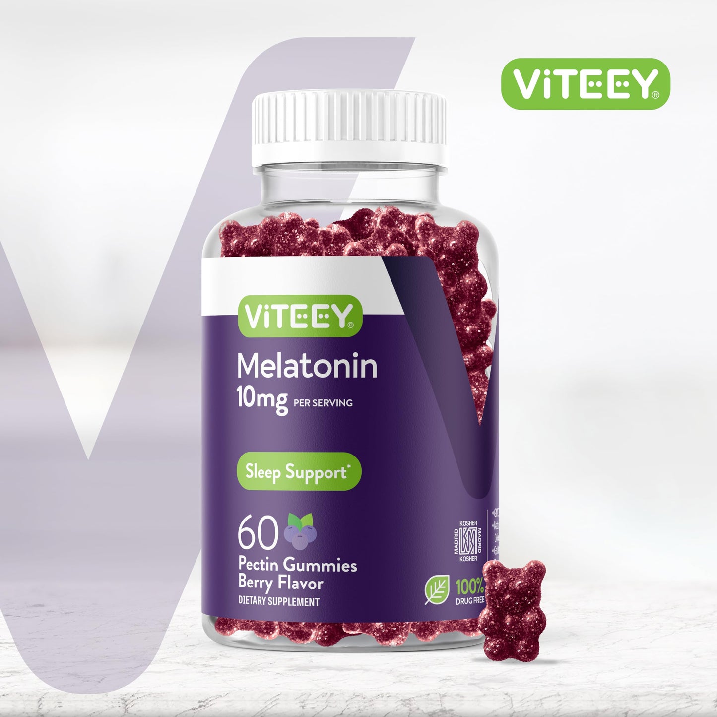 Viteey Melatonin Gummies 10mg, 60 Count