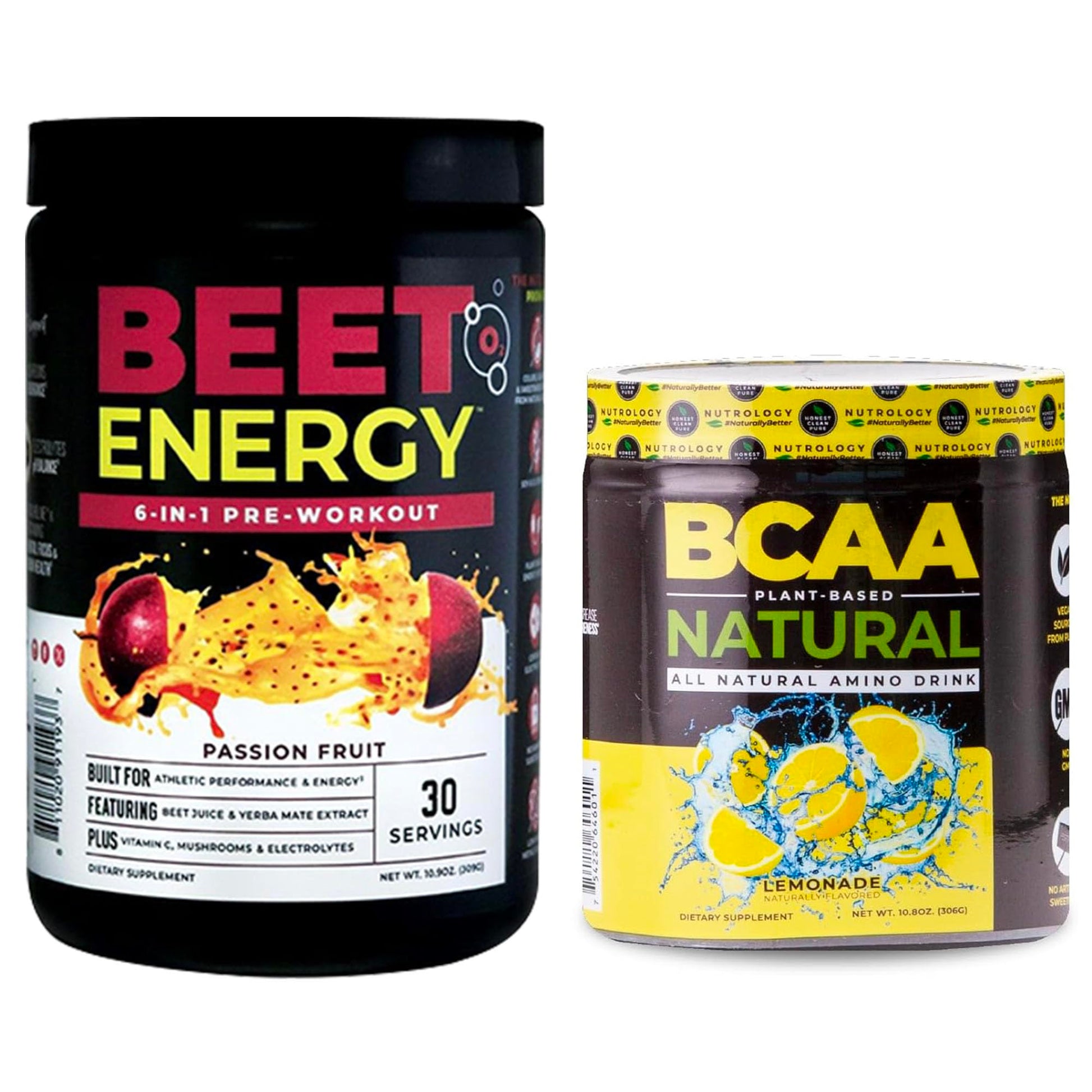 Nutrology Beet Natural O2 Pre Workout Powder (30 Servings), BCAA Natural, Plant Based BCAA Powder