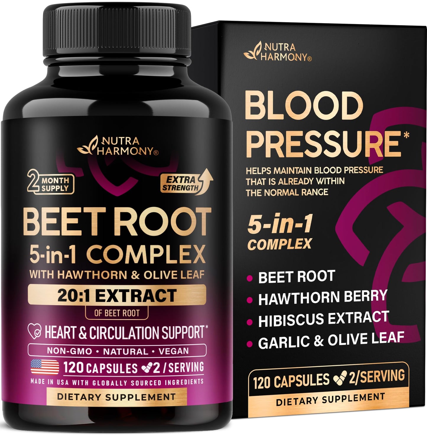 NUTRAHARMONY Beet Root Capsules 120 Count
