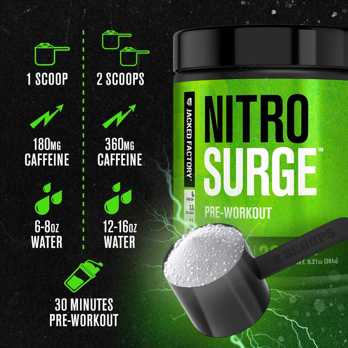 Jacked Factory Nitrosurge Pre Workout Powder 30 Servings