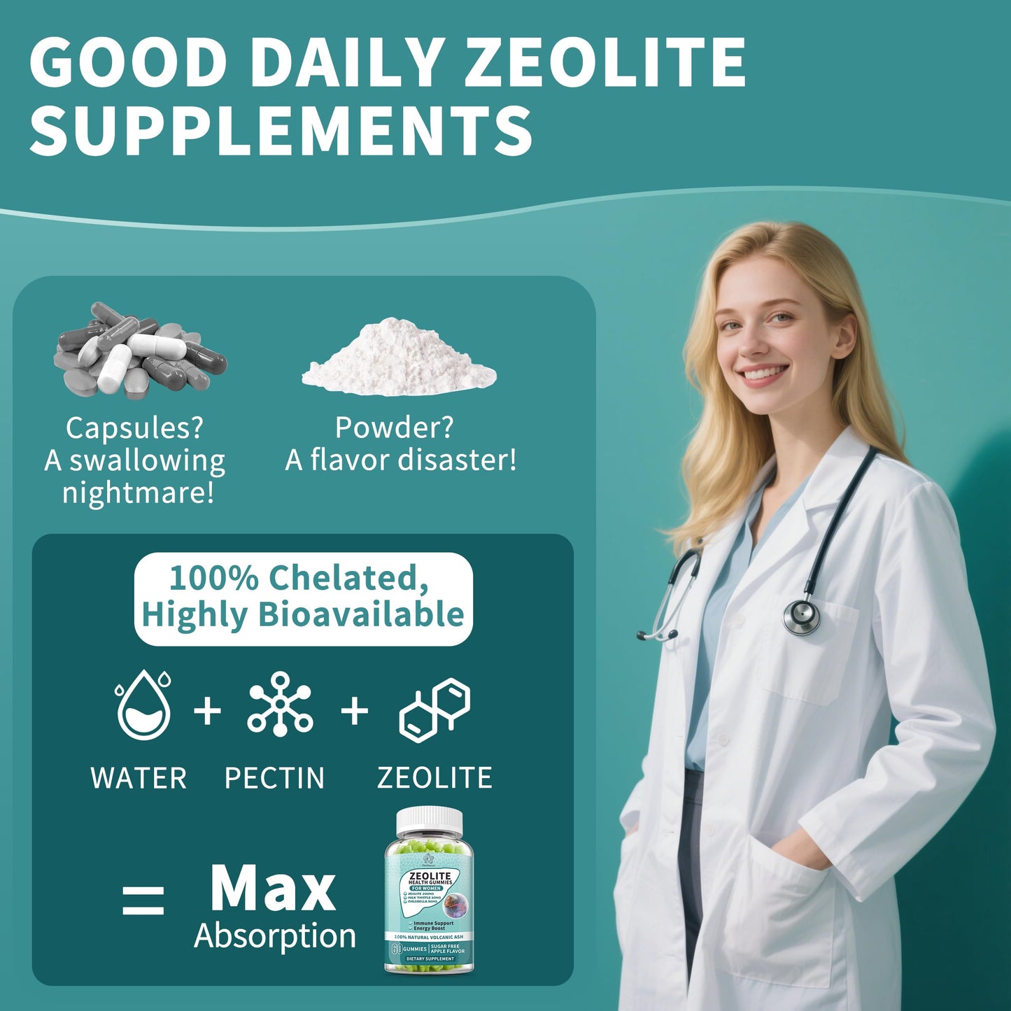 Herbance Zeolite Gummies for Women, 120 Gummies