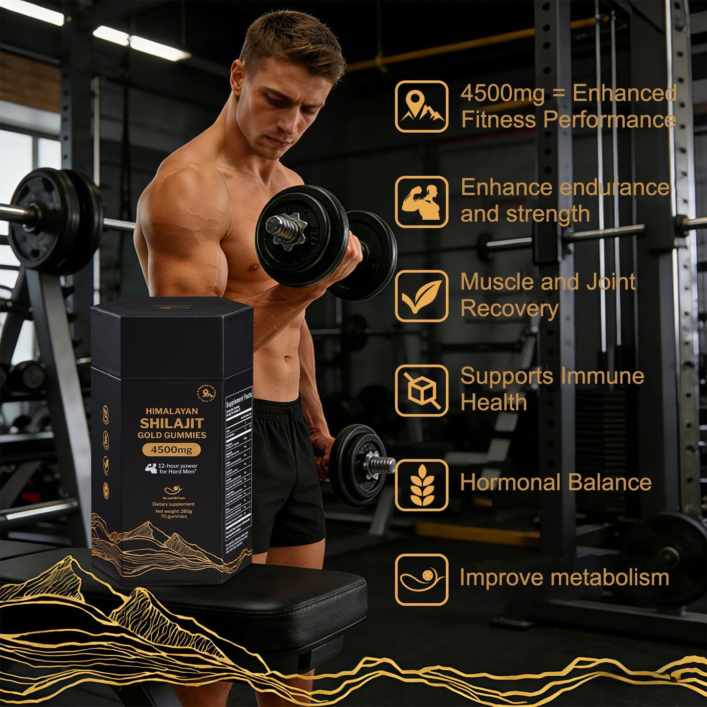 5Loaf2Fish Organic Pure Himalayan Shilajit Gummies with Ashwagandha and Sea Moss – Gold Shilajit for Men & Women Supplement, 105+ Natural Trace Minerals, 70 Gummies