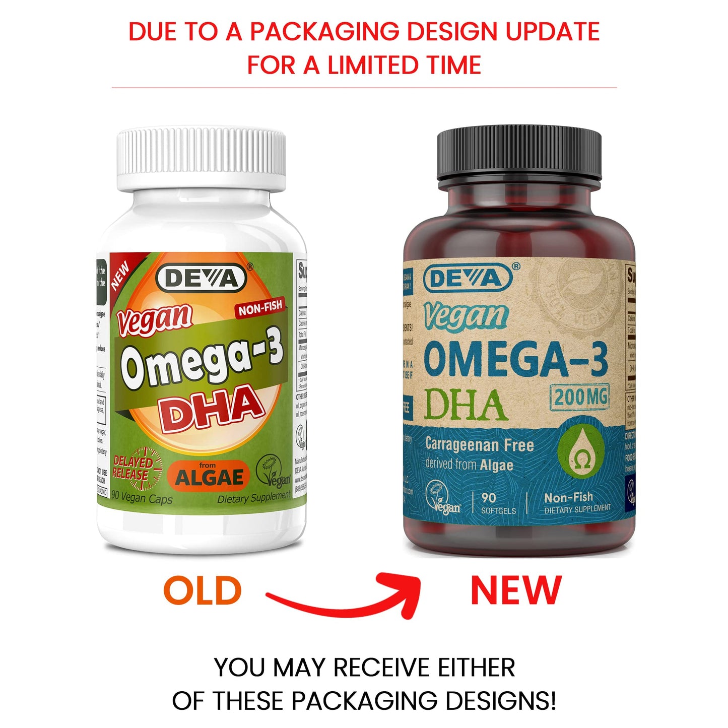 DEVA Vegan Omega-3 DHA Supplement Softgels 90 Softgels