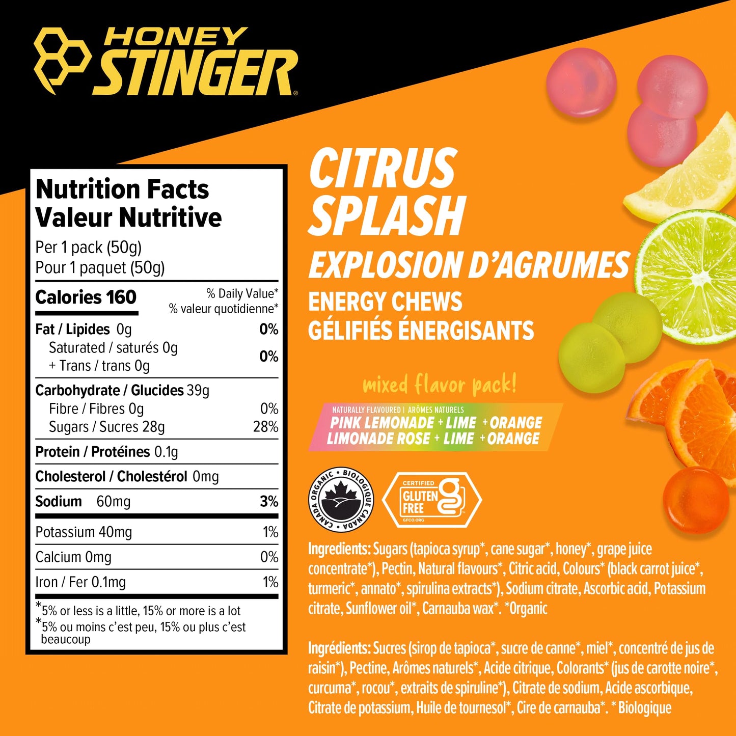 Honey Stinger Organic Citrus Splash Energy Chews Gummy 21.6 Ounces