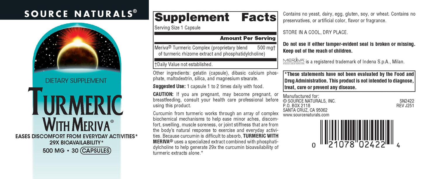 Source Naturals Turmeric with Meriva 500mg Capsules, 30 Count