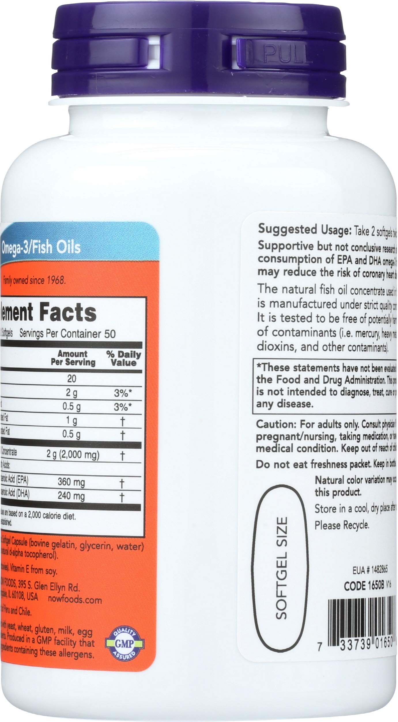 NOW Foods Omega 3 1000mg Softgels, 100 Count