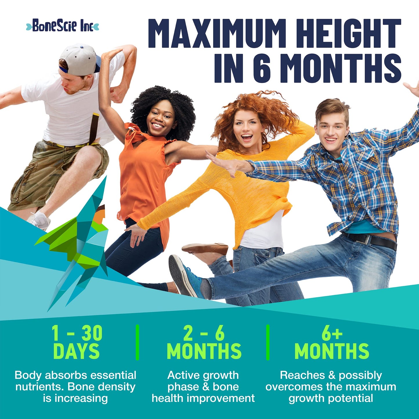 BONESCIE INC Height Growth Maximizer Capsule for Kids & Teens 120 Count