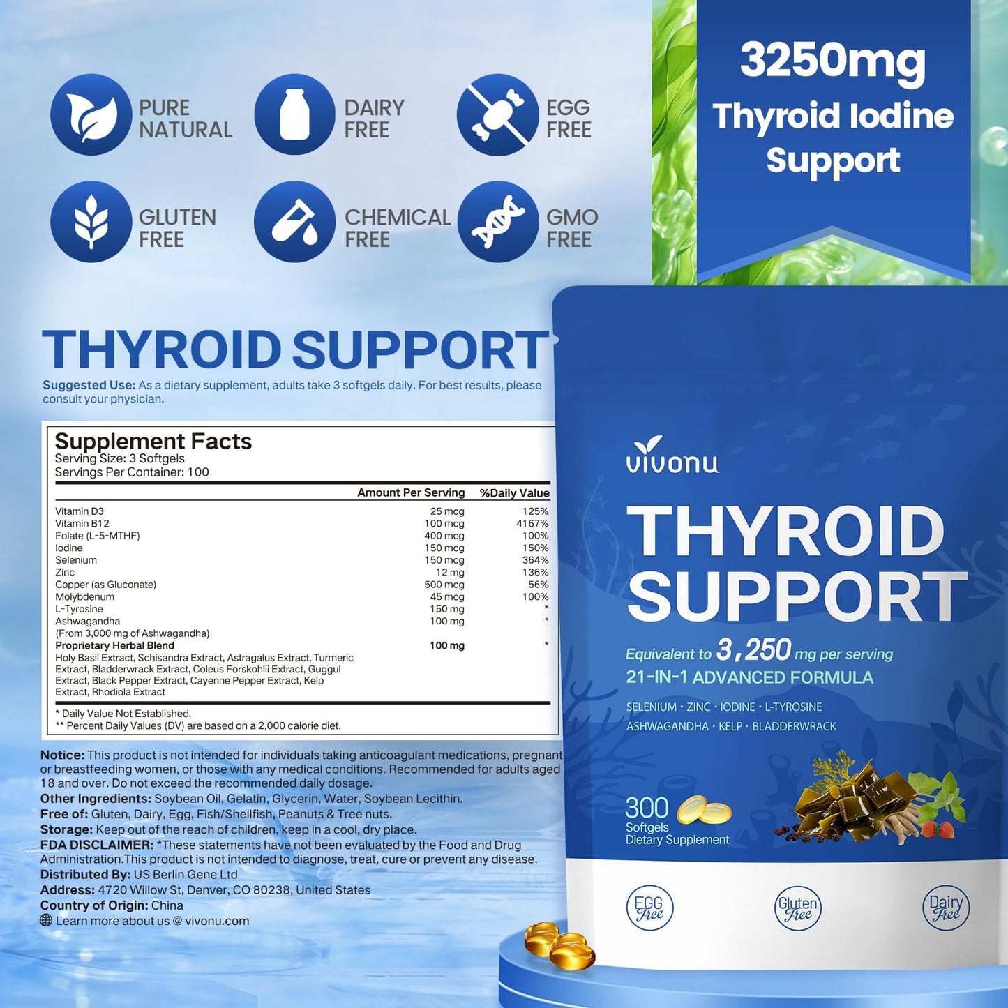 VivoNu Thyroid Support Supplement Capsule, 1 Count
