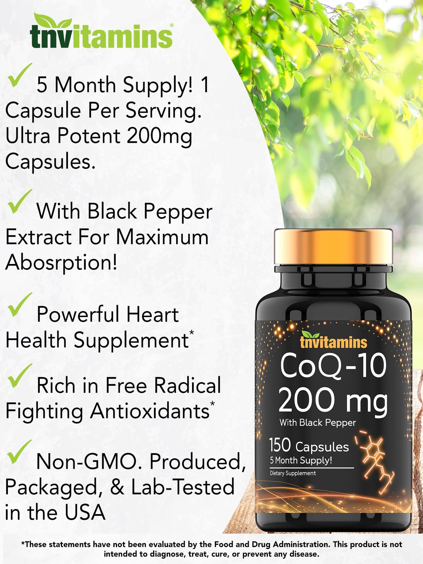 tnvitamins CoQ-10 200mg, 150 Capsules