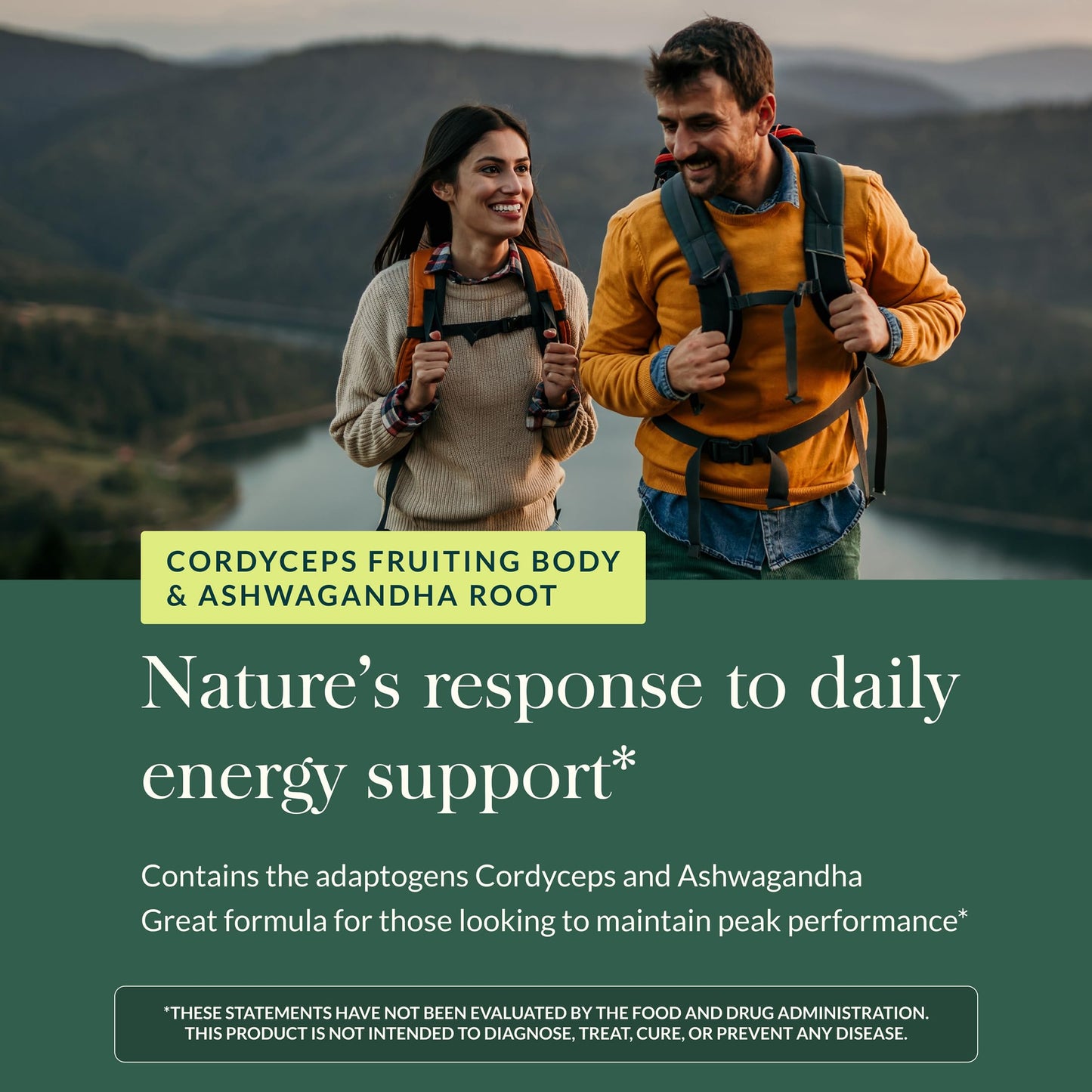 Gaia Herbs Adaptogen Performance Energy Support Supplement with Cordyceps & Ashwagandha, 60 Vegan Capsules