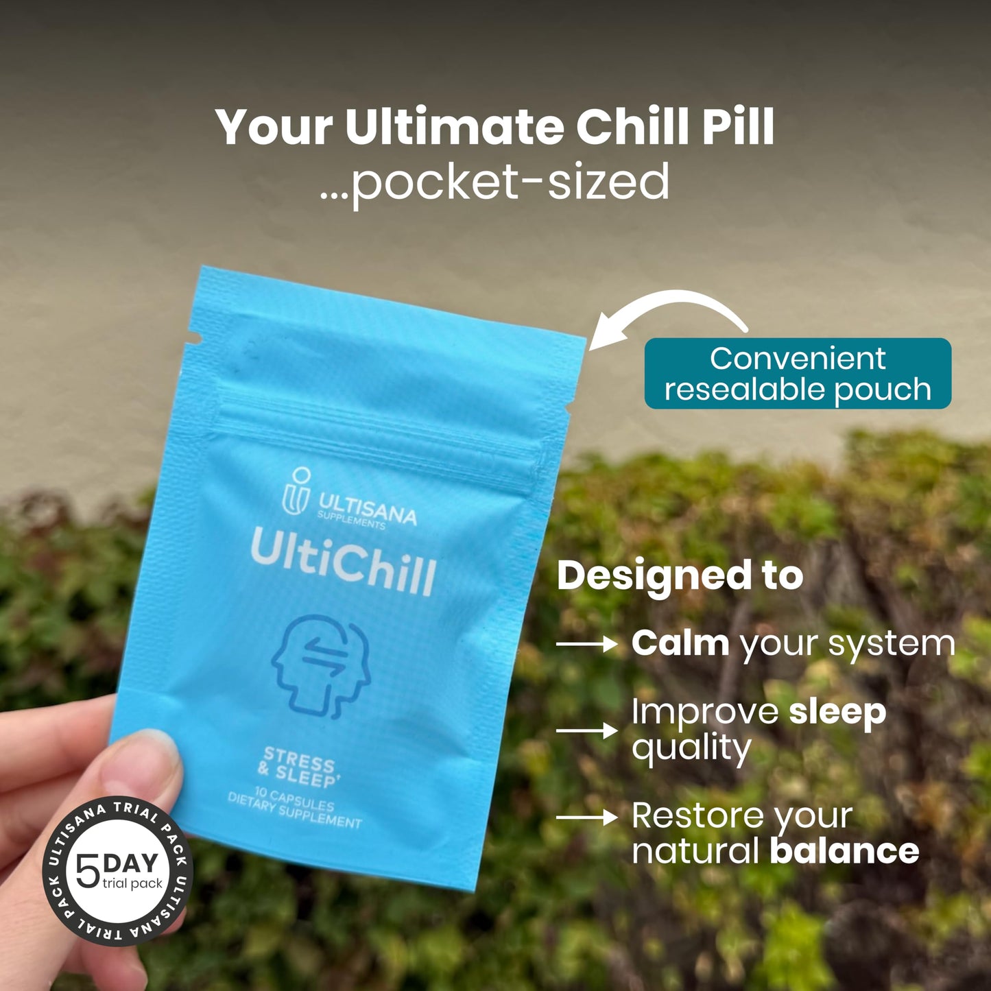 Ultisana UltiChill On-The-Go Antioxidant & Stress Relief Capsules, 10 Count