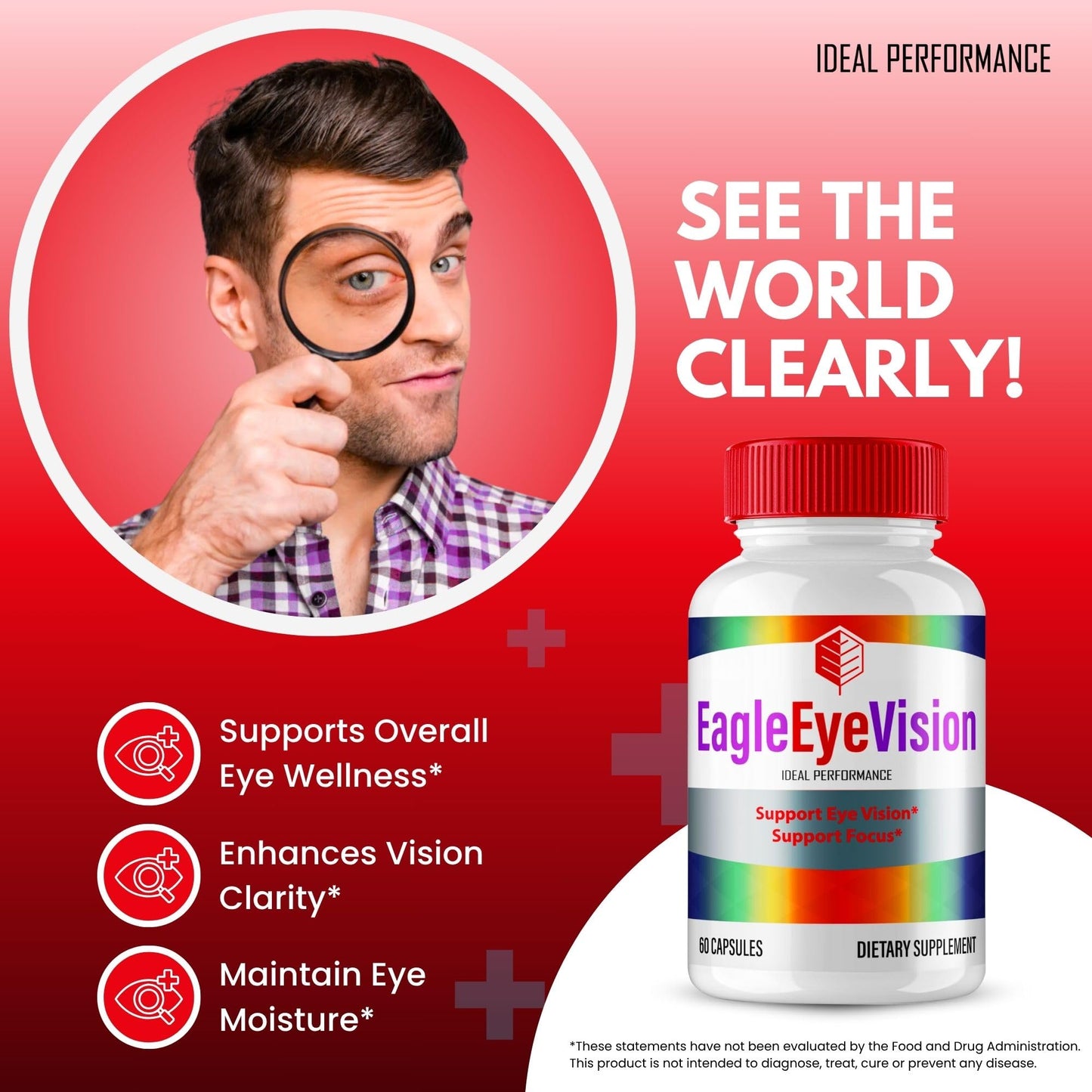 IDEAL PERFORMANCE Eagle Eye Vision Eye Health Supplements Capsules, 180 Count