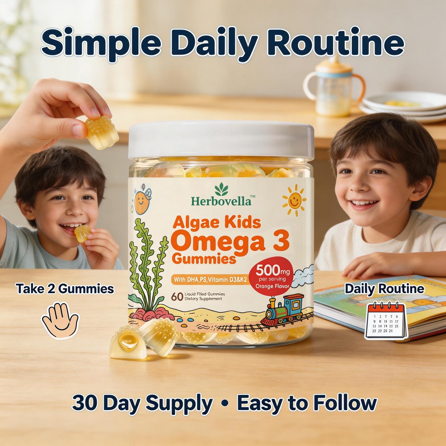 Herbovella Kids Omega-3 Gummy, 120 Count