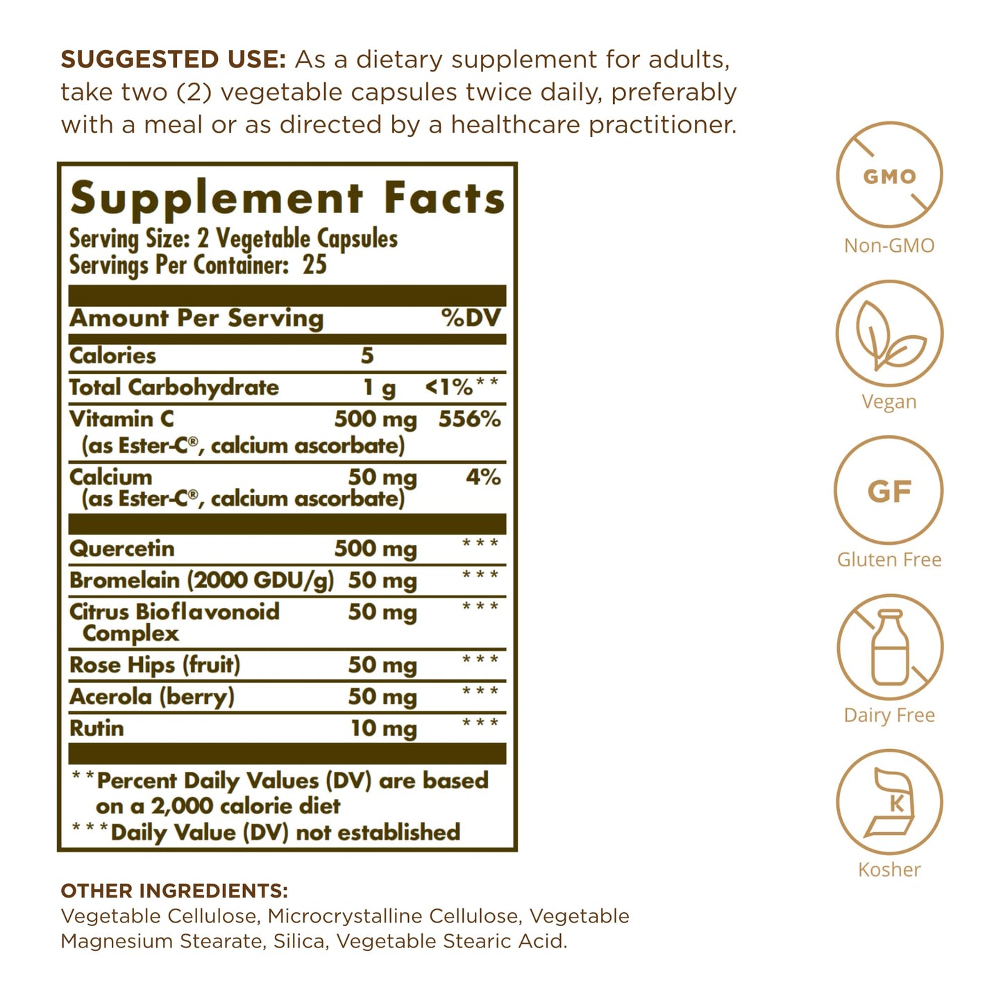 Solgar Quercetin Complex with Ester-C Plus Vegetable Capsules 50