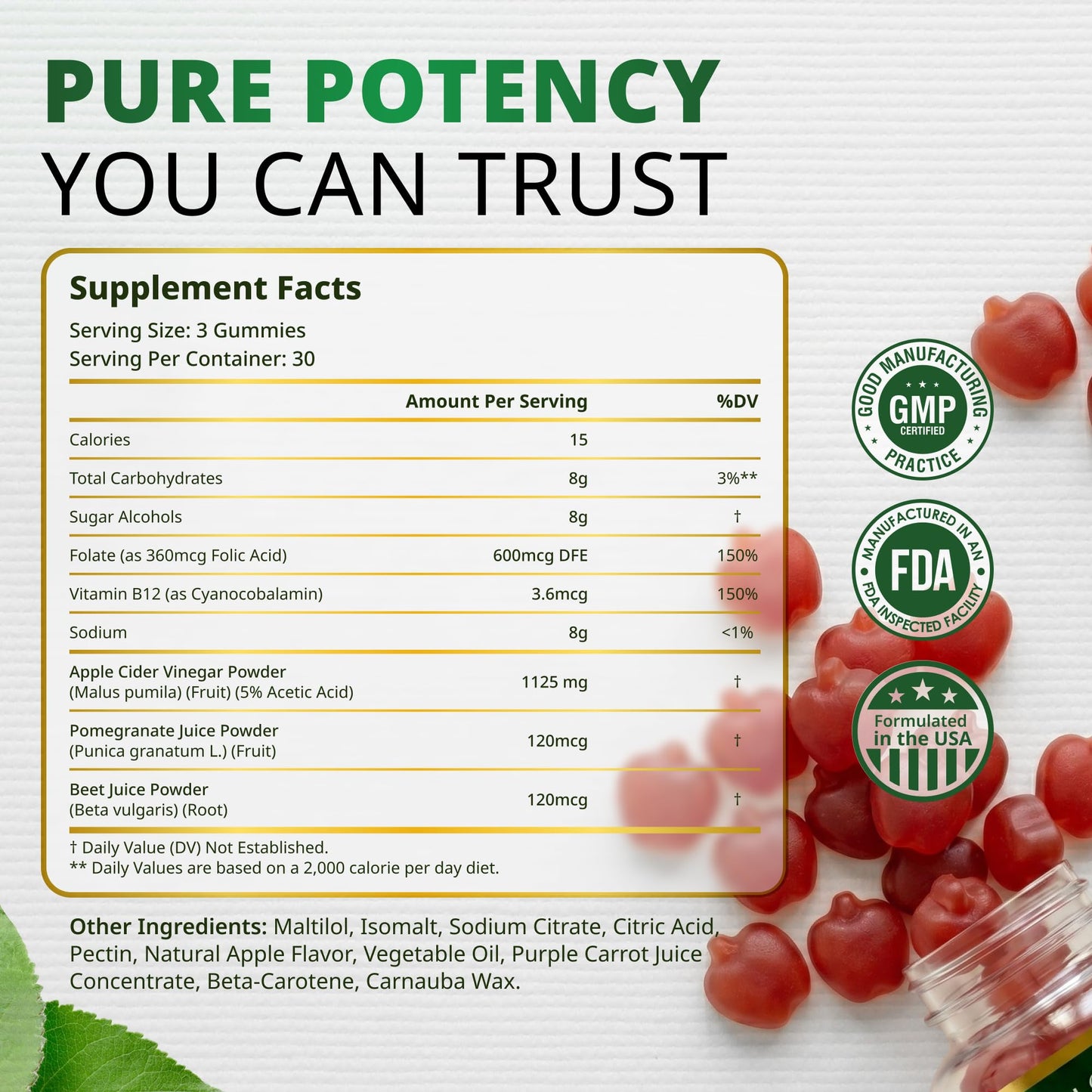 Promethean Wellness Apple Cider Vinegar Gummies 90 Count