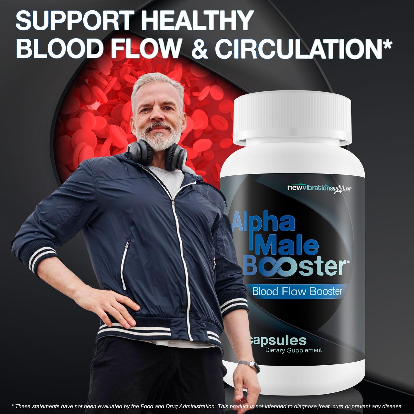 New Vibrations Nutrition Alpha Male Booster Capsule 90 Count