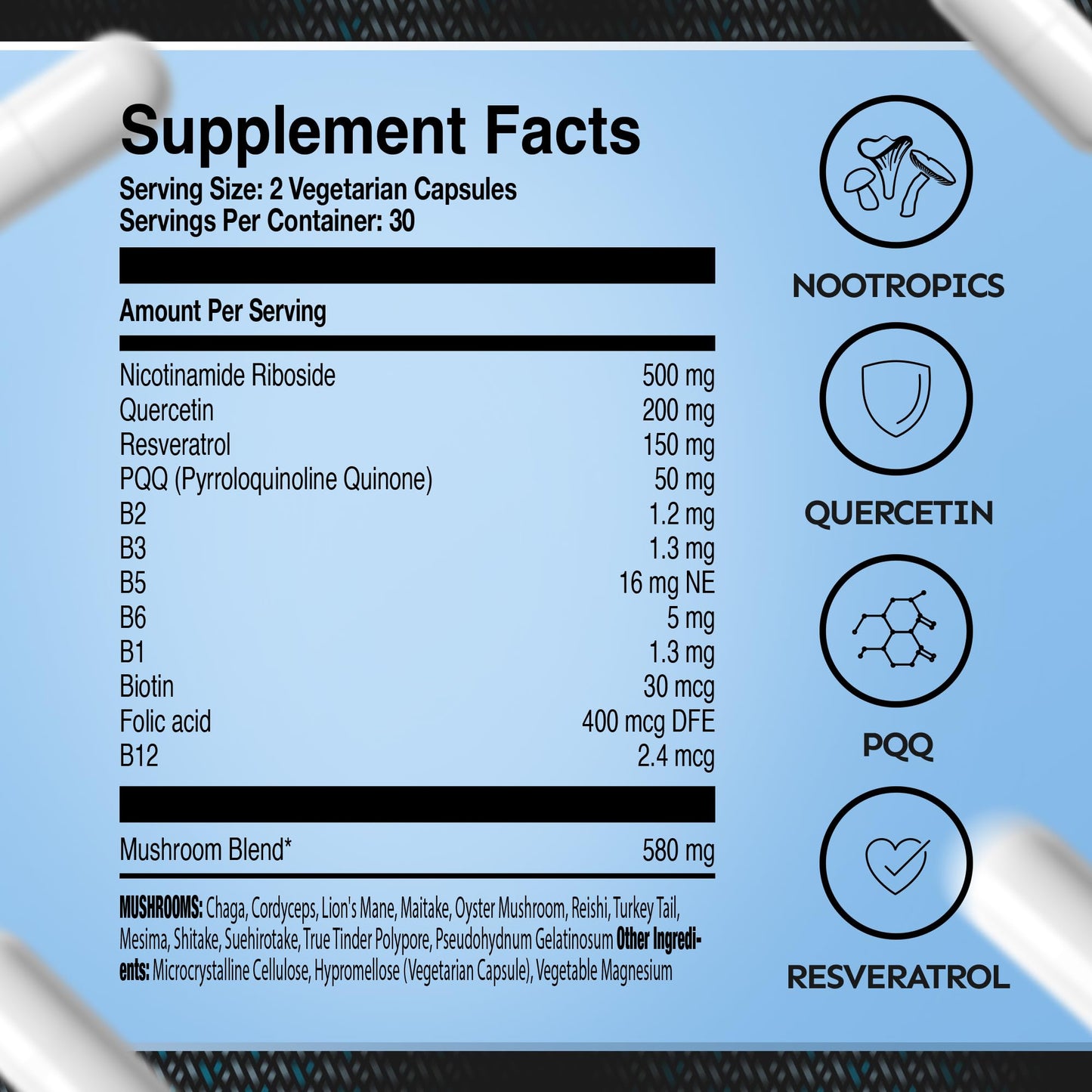 VITELIXIR Nicotinamide Riboside 1800mg NAD+ Supplement Capsules, 60 Count