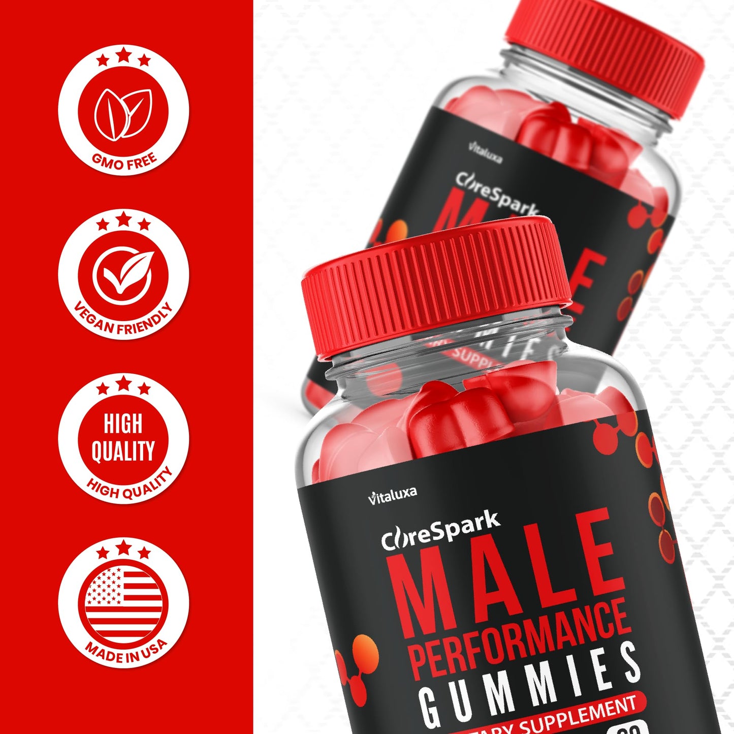 Vitaluxa Core Spark Gummies Maximum Strength Daily Advanced Performance Blend Vitamin Support for Men - 120 Gummies