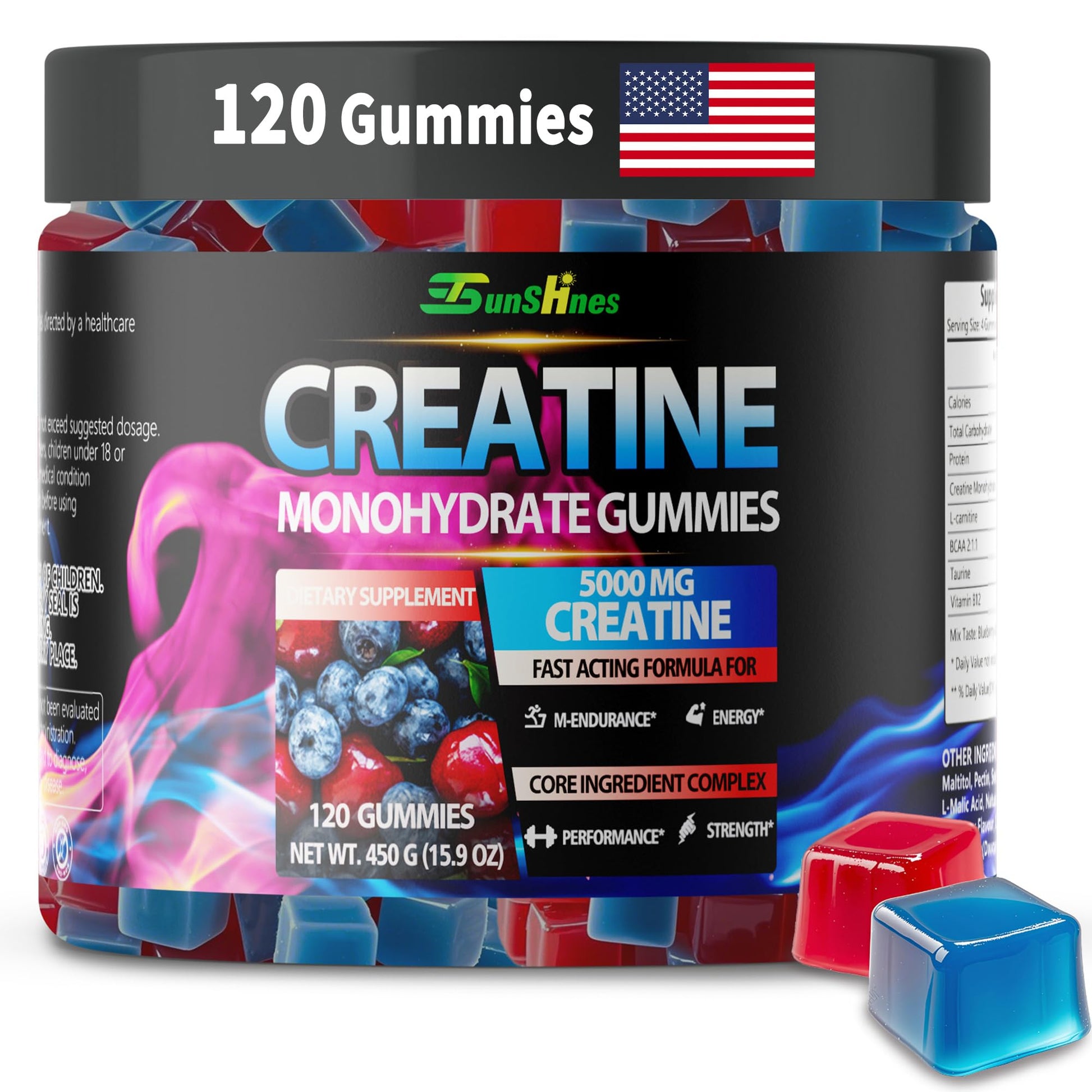 tsunshnes Creatine Monohydrate Gummies 120 Count