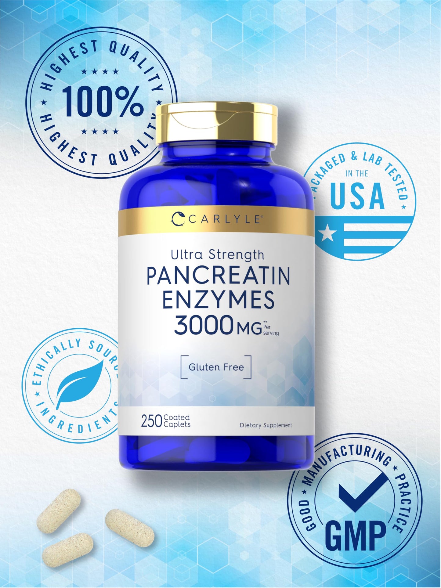 Carlyle Pancreatin Digestive Enzymes Caplets 250