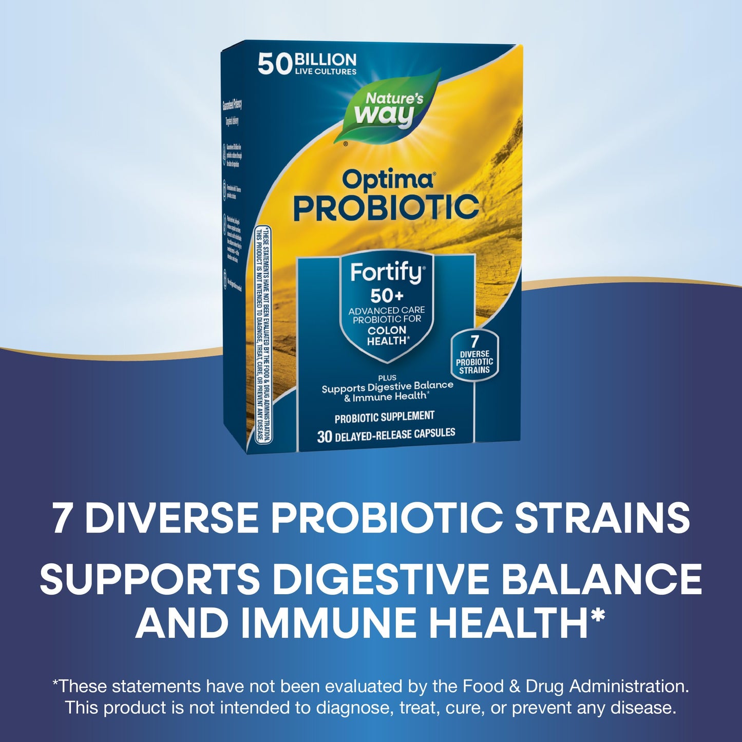 Nature's Way Fortify Optima Probiotic for Adults 50+, 50 Billion Live Cultures, Capsules, 30 Count