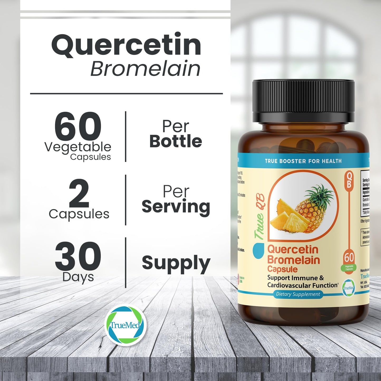TRUEMED Quercetin Bromelain Capsule, 60 Veg Capsules