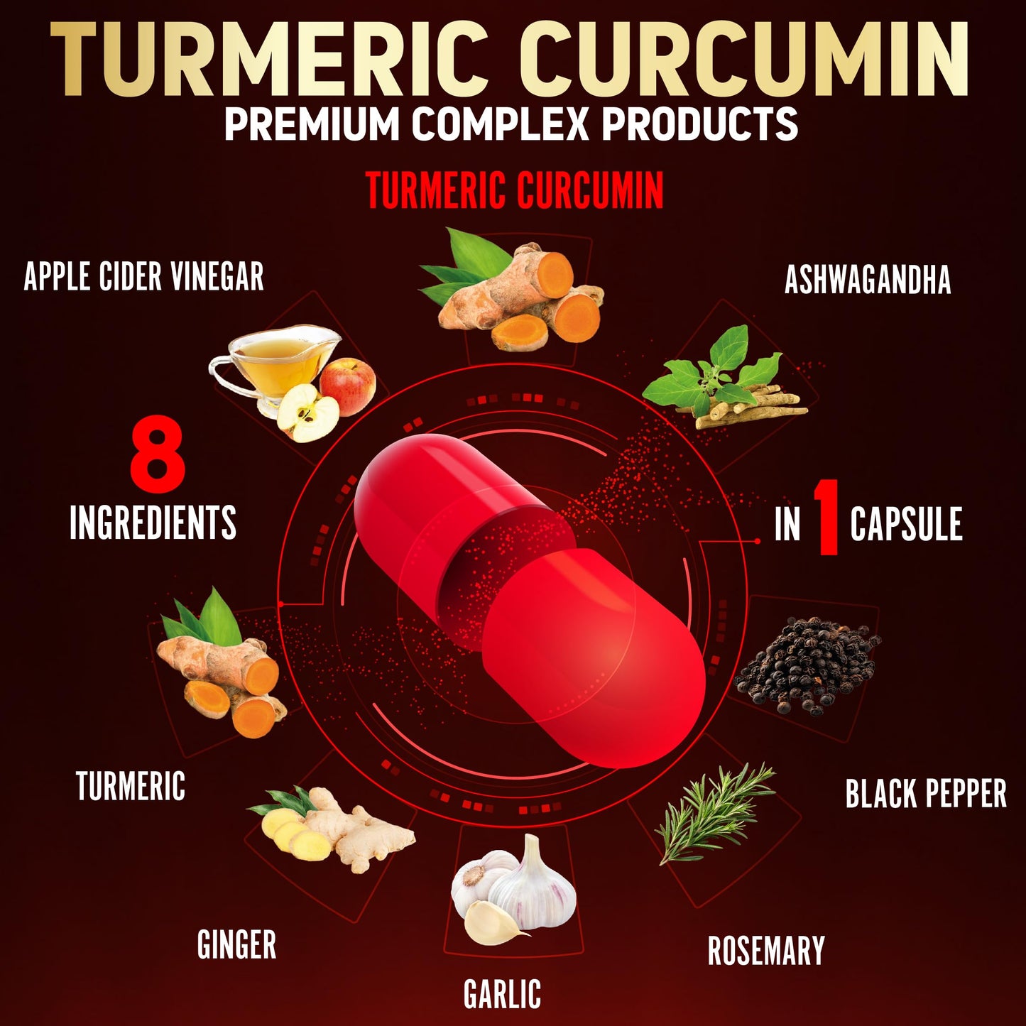 Zolotus Turmeric Curcumin + Apple Cider Vinegar Capsules 90 Count