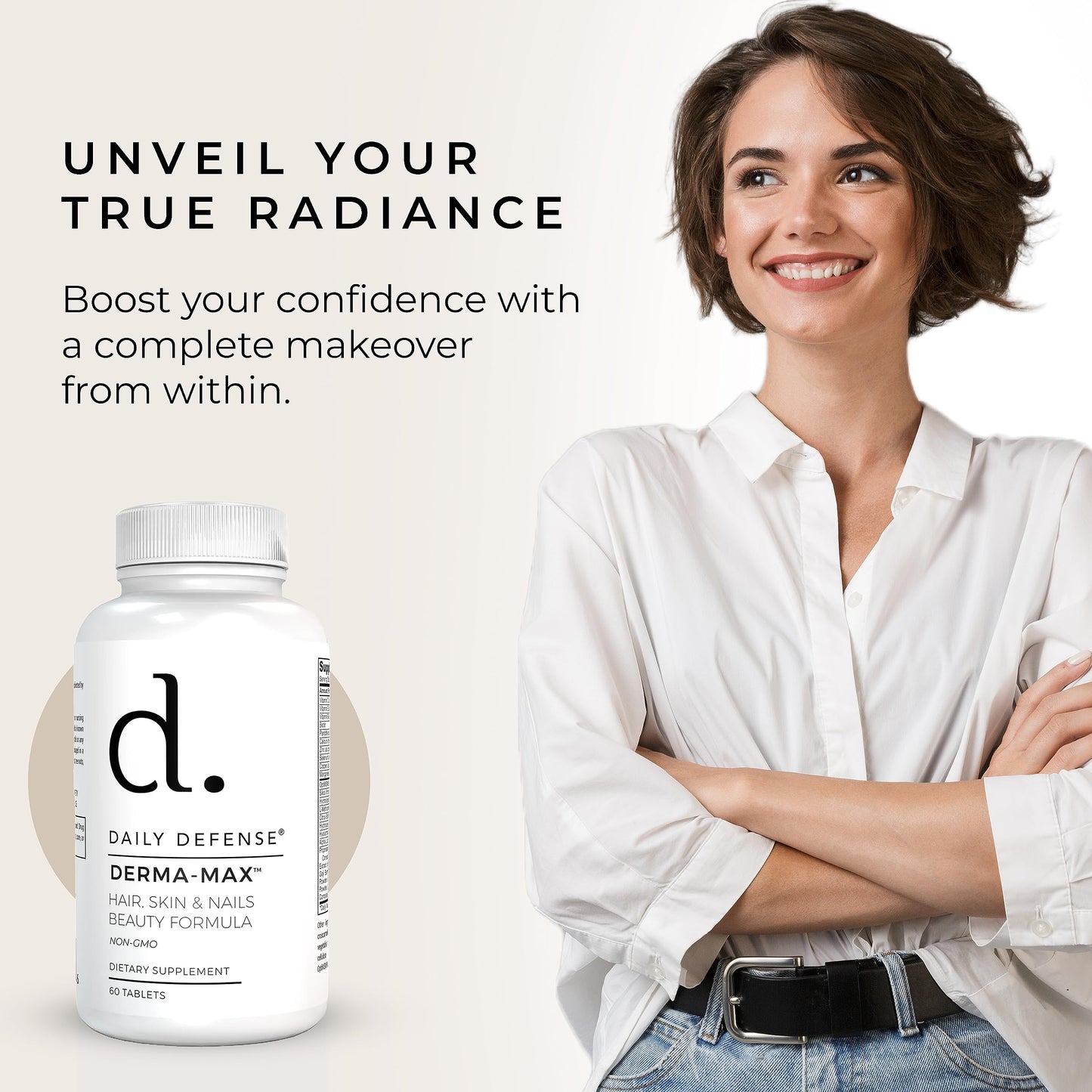 Daily Defense Collagen Supplements for Women - Hair Skin and Nails, 60 Tablets