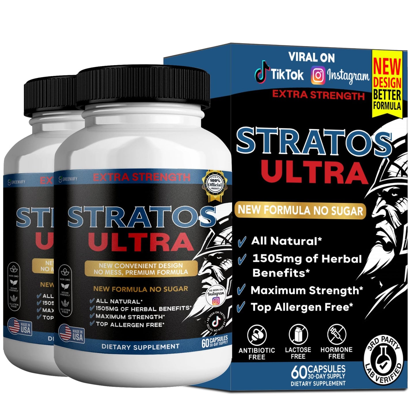 GREENVIFY Stratos Ultra Extra Strength Organic Maca Root Supplement, 60 Capsules
