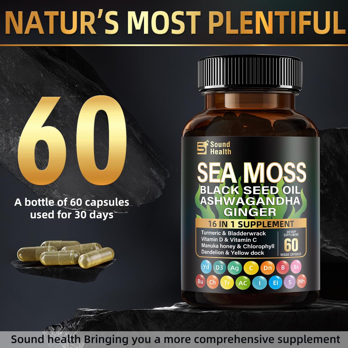 SoundHealth Irish Sea Moss, 60 Capsules