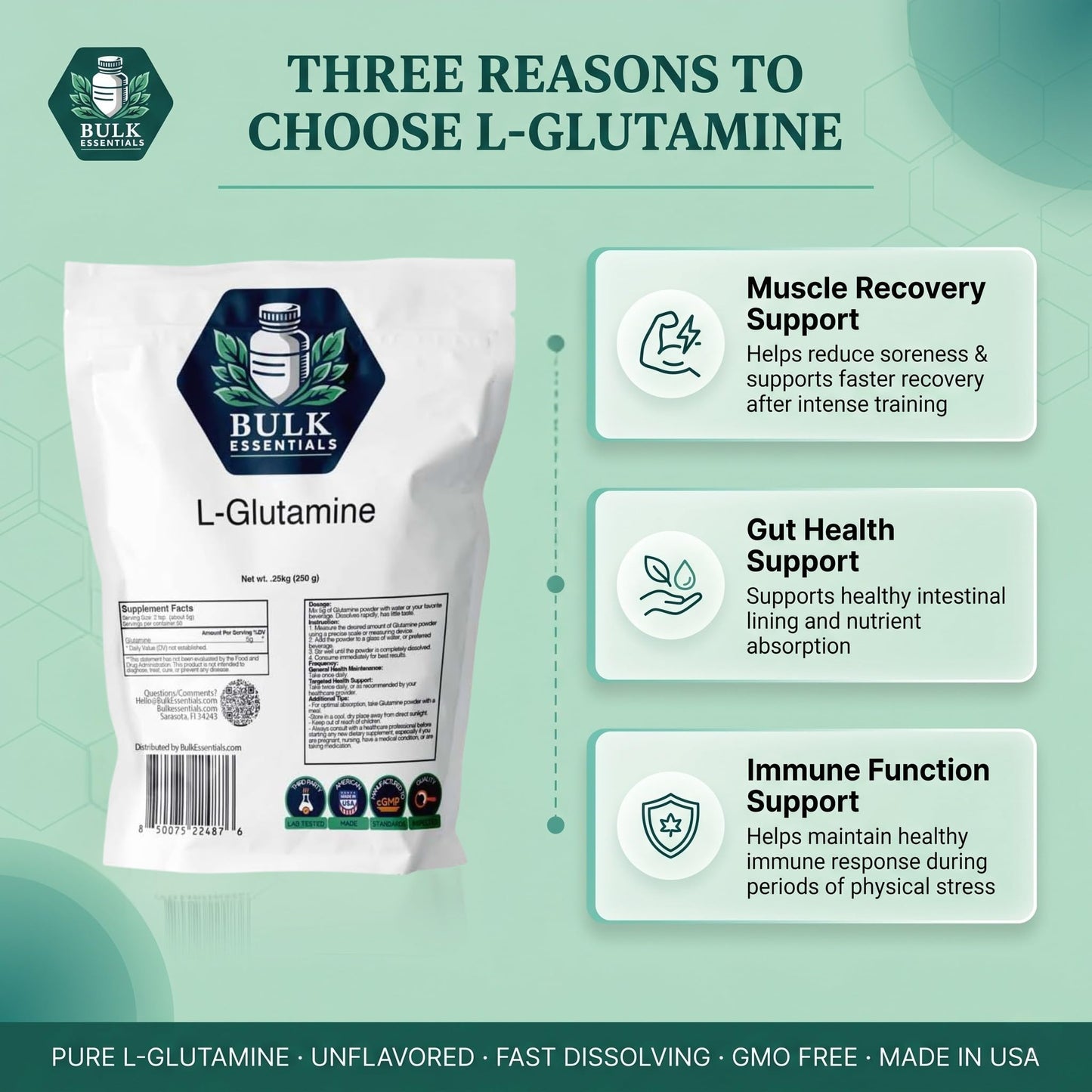 Bulk Essentials L-Glutamine Powder Supplement, 8.81 oz