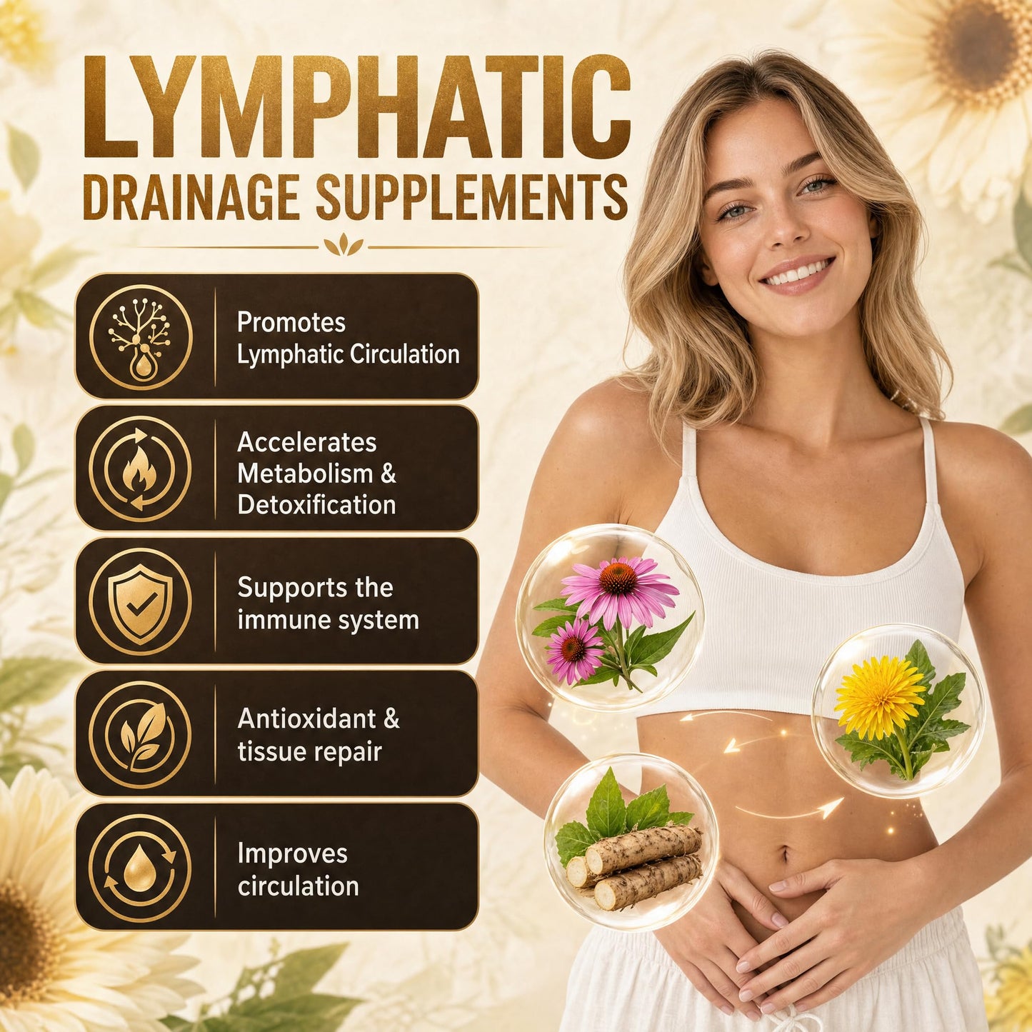 GUSUPY Lymphatic Drainage Support Capsules 90 Count