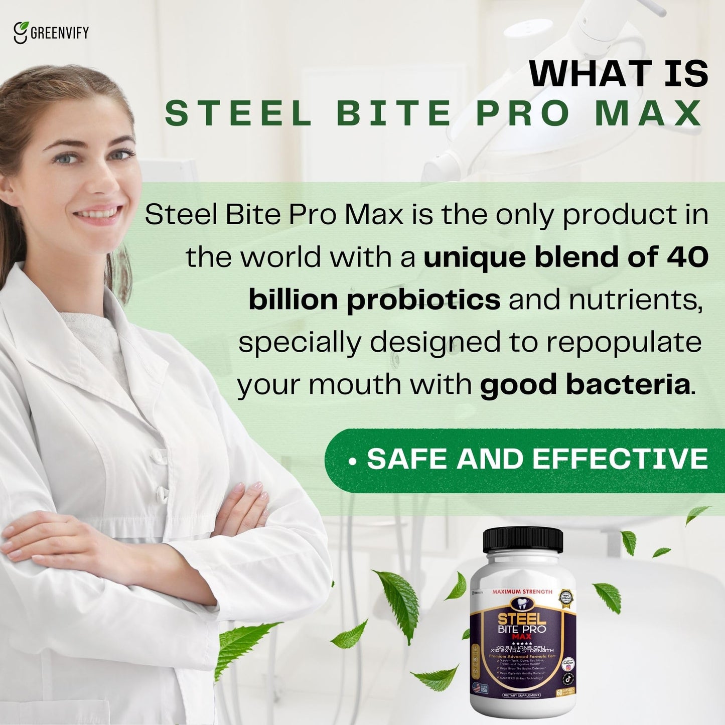 GREENVIFY Steel Bite Pro Max Probiotic Supplement Capsules 120