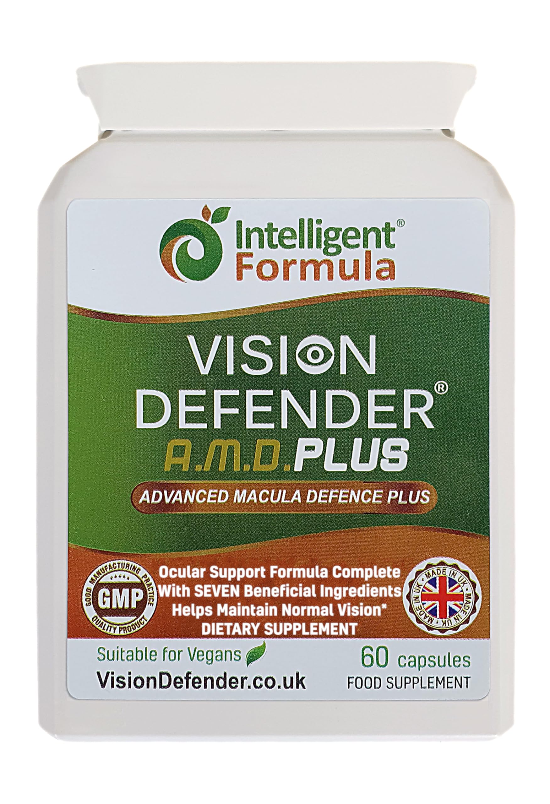 Intelligent Formula Vision Defender Plus Eye Supplement AREDS2 Formula with Lutein, Zinc & Meso-Zeaxanthin, 60 Capsules