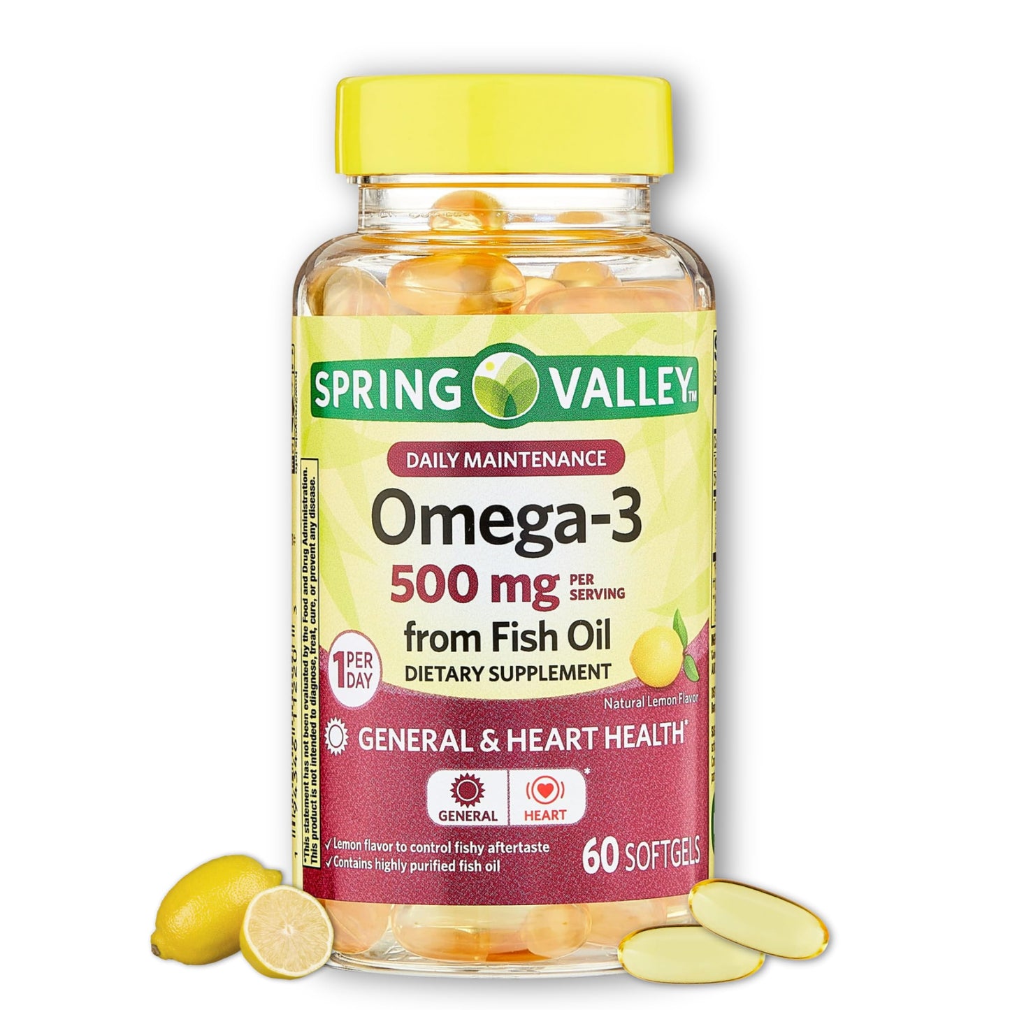 Fusion Shop Store Omega-3 500mg Fish Oil Softgel, 60 Count