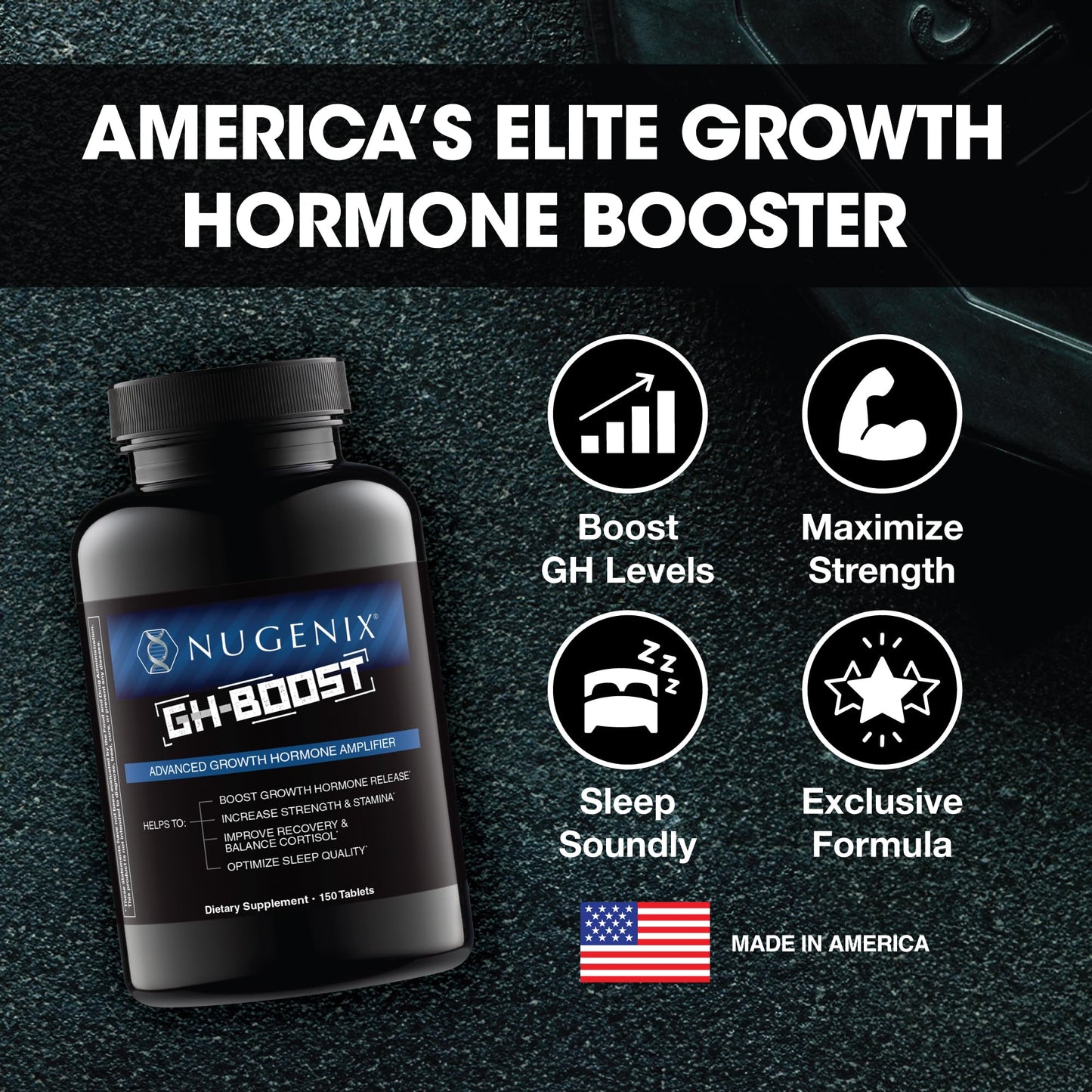 Nugenix GH-Boost - Advanced HGH Boosting Supplement for Men – Support Energy, Endurance, Sleep, with KSM-66, GABA, Arginine, Glutamine, Ashwagandha, 150 Tablets