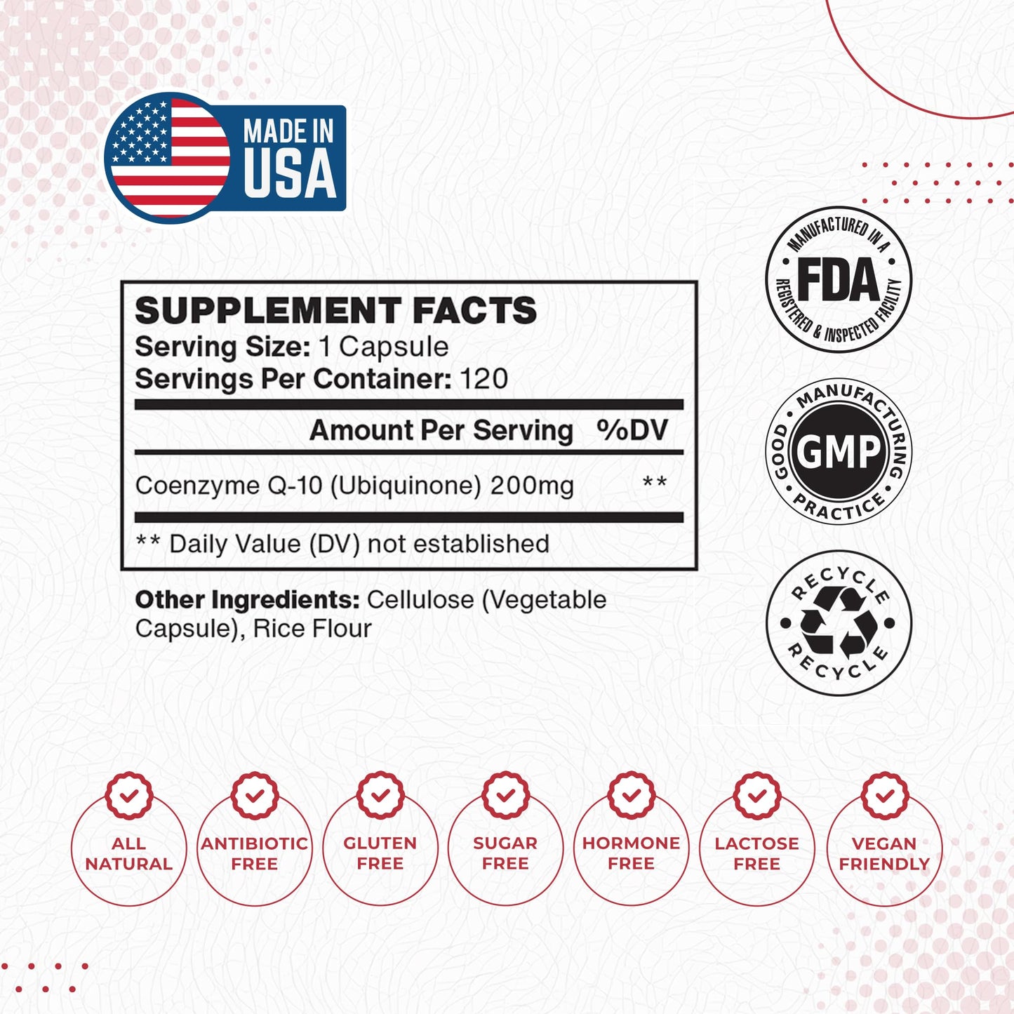 Foods For Gut Coenzyme Q10-Ubiquinone 200mg Per Serving Capsule 120 Count
