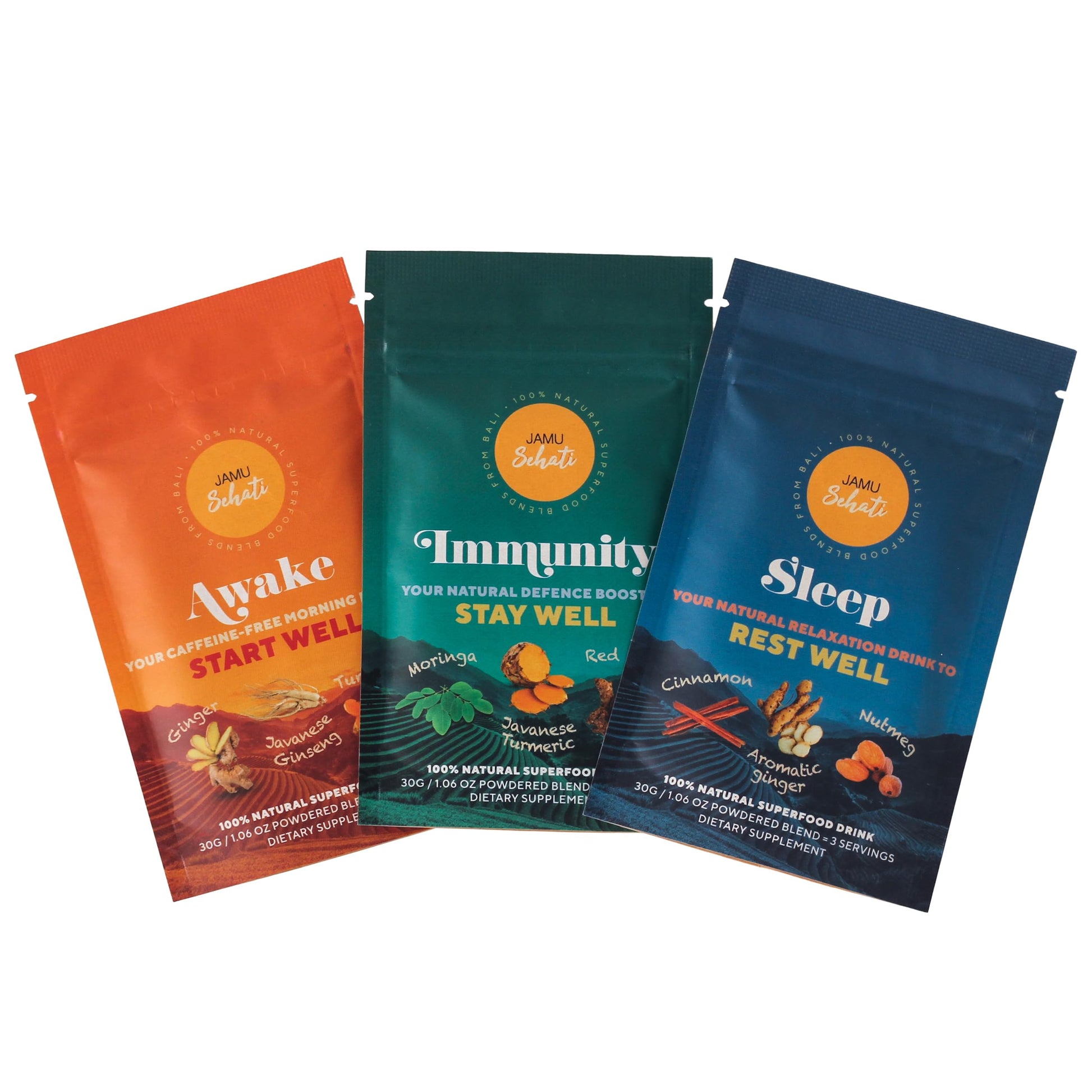 JAMUSEHATI Variety Pack Natural Superfoods Blend from Bali Powder, 3.17 Ounce
