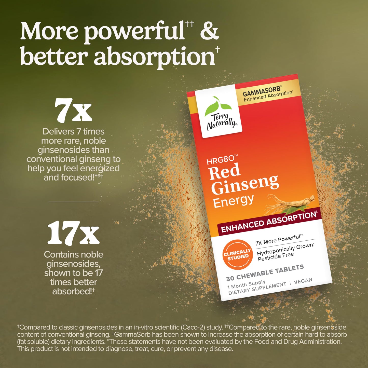 Terry Naturally Red Ginseng Powder 30 Count