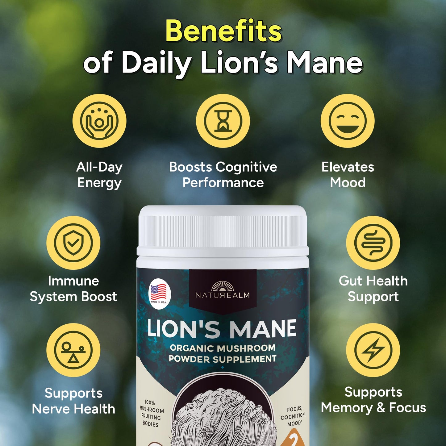 Naturealm Lions Mane Mushroom Powder Supplement Powder 2.1 Ounce