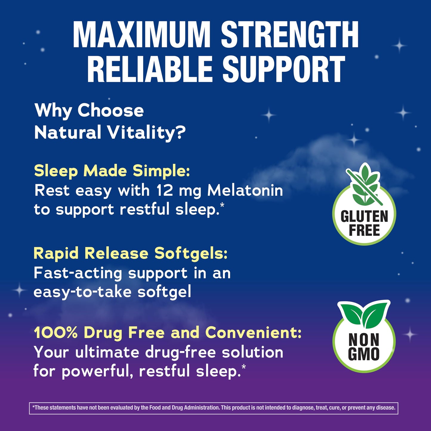 Natural Vitality Melatonin Softgels 120 Count
