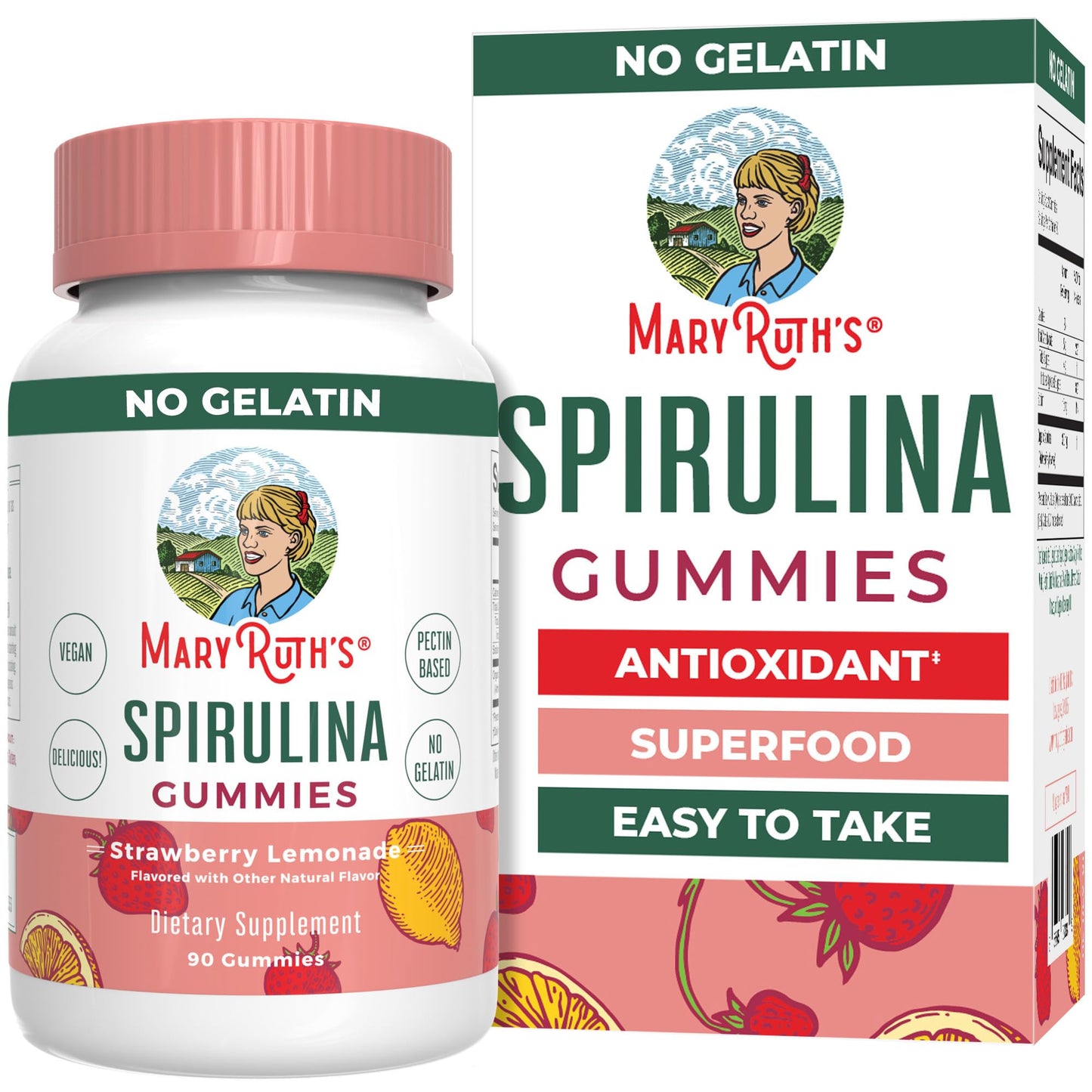MARYRUTH'S Spirulina Gummies Made with Organic Spirulina Gummy 90 Count