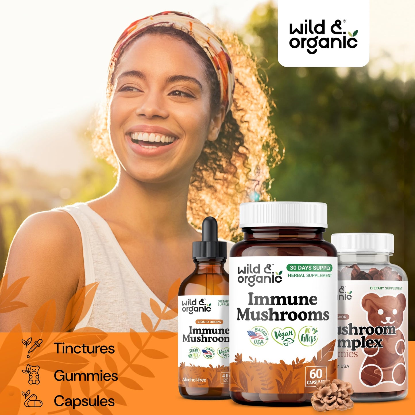 Wild & Organic Immune Mushroom Complex Capsules 60 Count