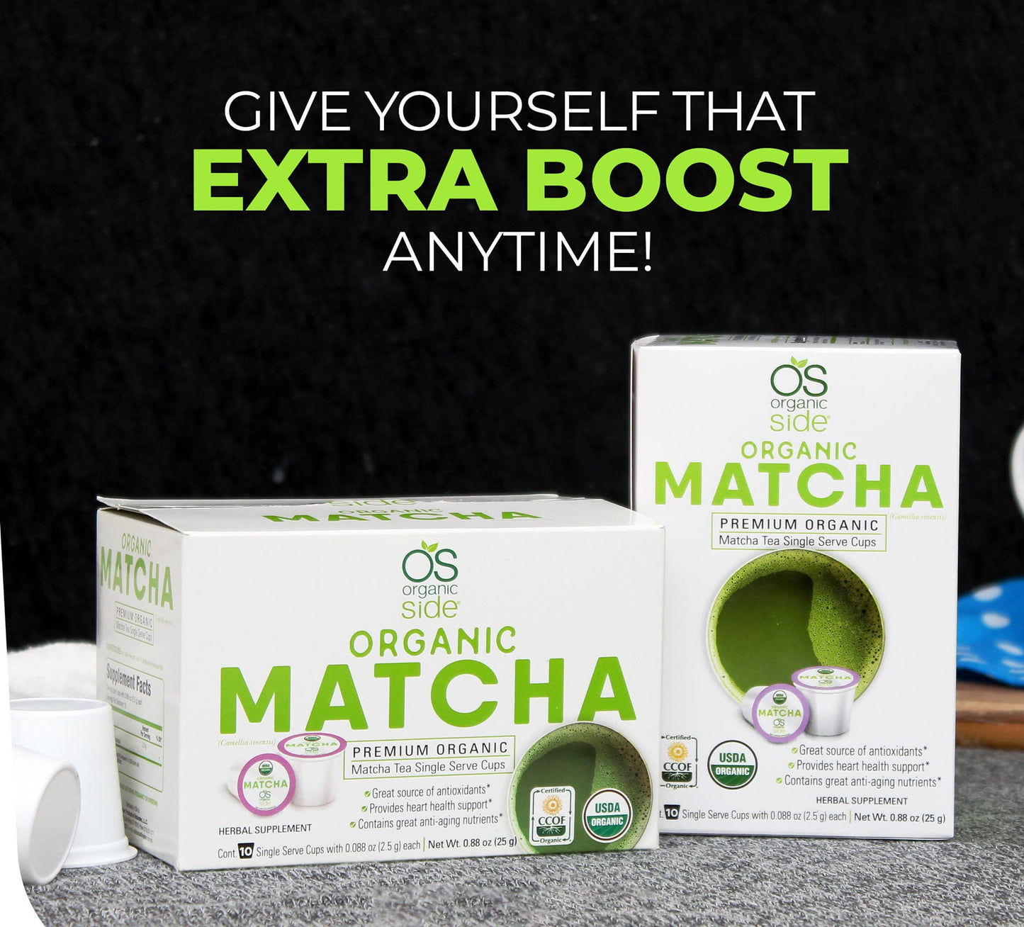 OS Organic Side Greenside Detox Herbal Tea Matcha Powder, 10 Count