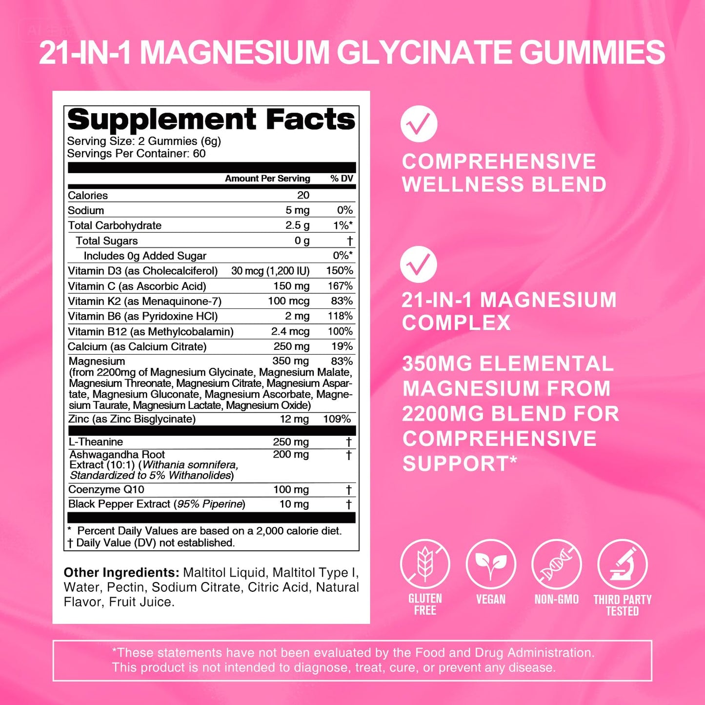 DailyWhole Magnesium Glycinate Gummies 21 in 1, 120 Gummies