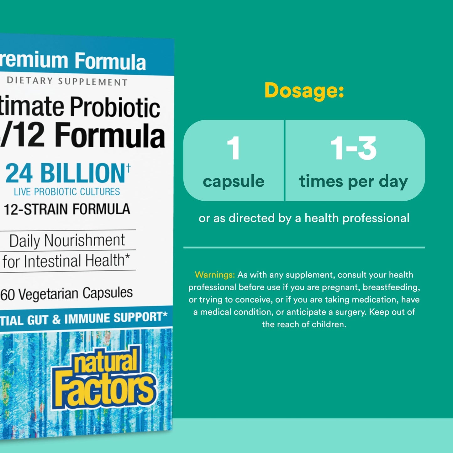 Natural Factors Ultimate Probiotic 24/12 Formula, 60 Capsules