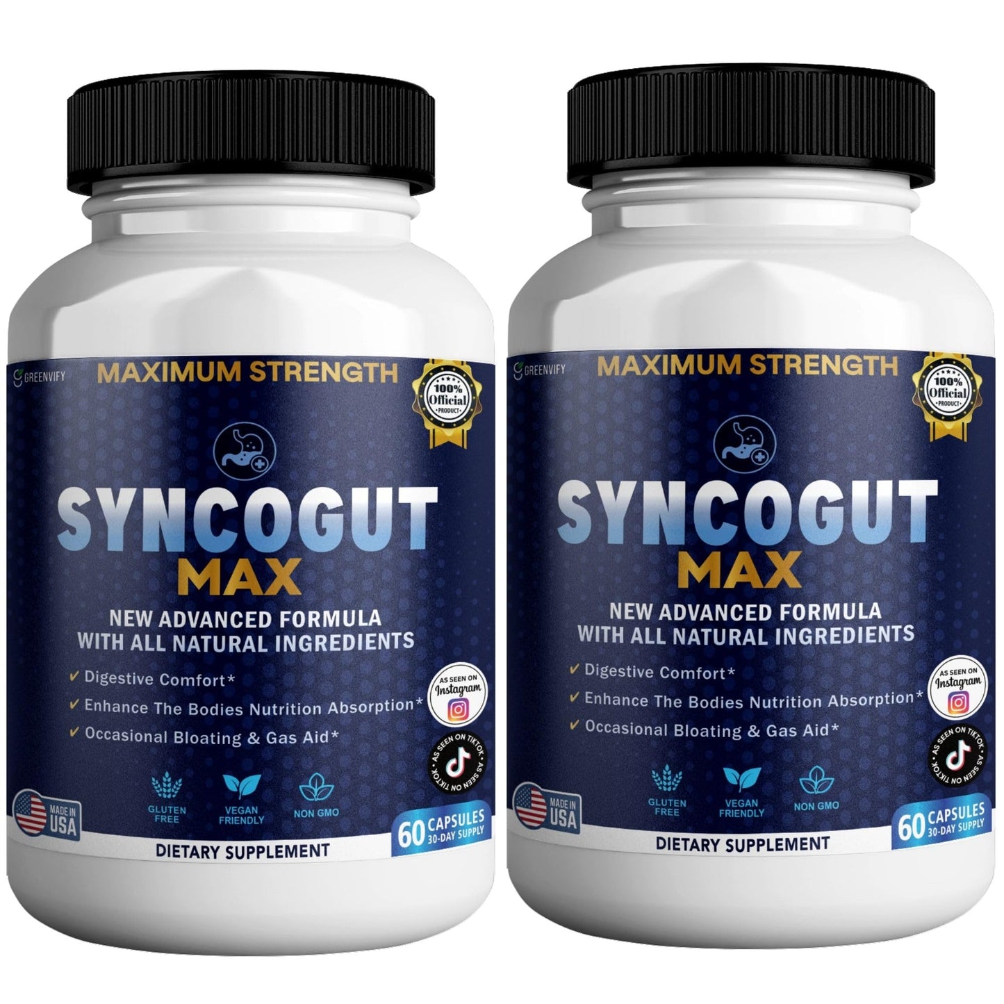 GREENVIFY SyncoGut Max Digestive Enzyme Supplement Capsule, 120 Capsules
