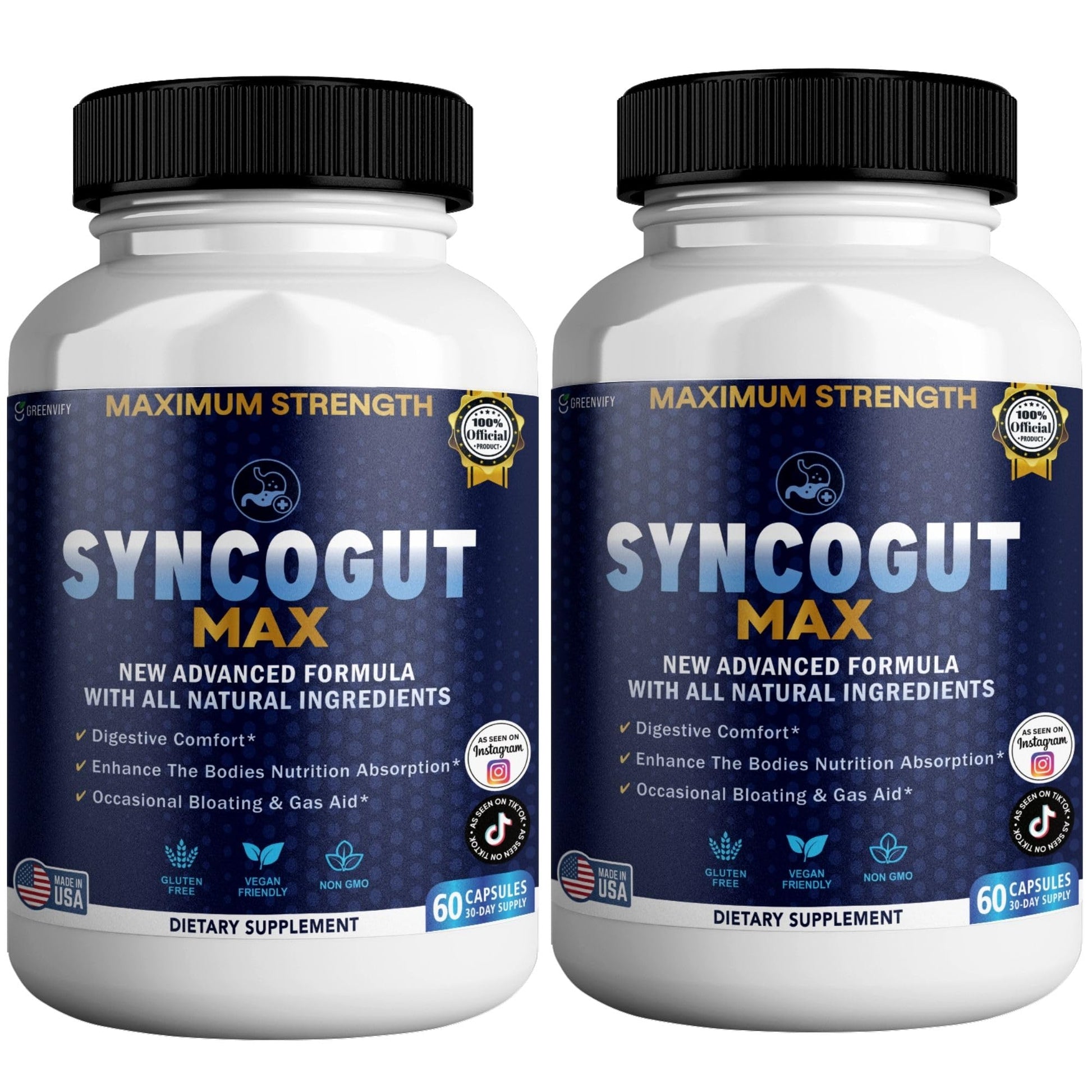 GREENVIFY SyncoGut Max Digestive Enzyme Supplement Capsule, 120 Capsules
