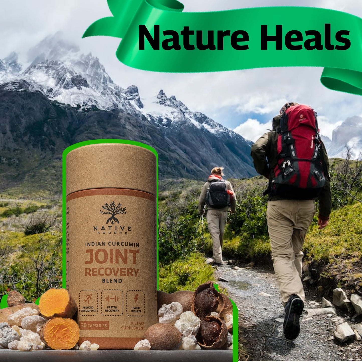 Native Source Indian Curcumin: Joint Recovery Capsules 30