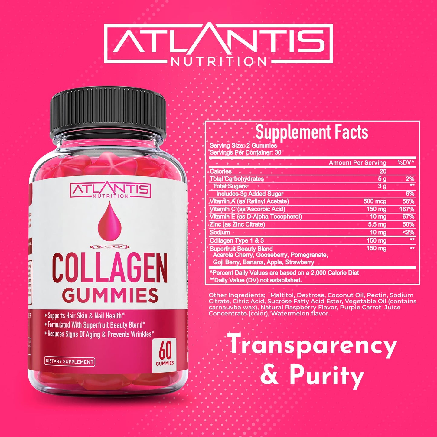 Atlantis Nutrition Collagen Peptides Gummies, 60 Count